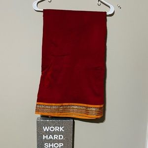 Orangish red saree without blouse